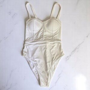 Ninety Third Avenue White Bustier One-Piece Swimsuit‎ Swimwear S NWOT